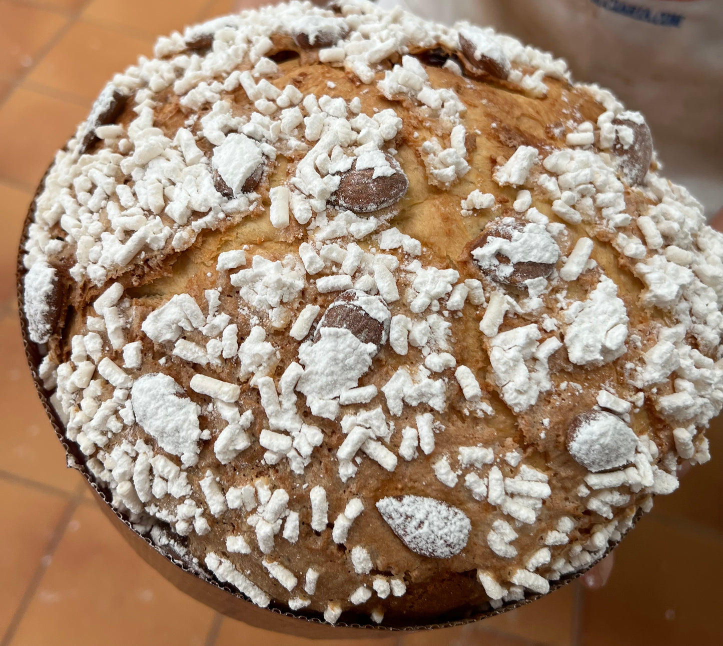 Panettone artigianale al pistacchio con delicata crema di pistacchio