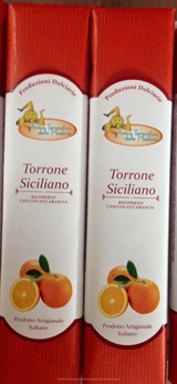 Due confezioni di torrone siciliano ricoperto al cioccolato all’arancia